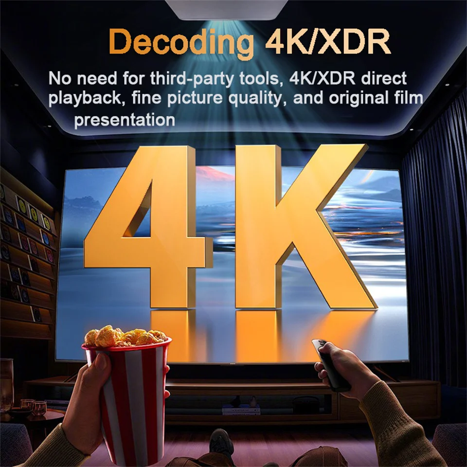 Smart Mini Portable Projector Supports 4K Android 13 HD Video WiFi 6 BT5.4 Native 1080p Home Theater Outdoor Portable Projectors