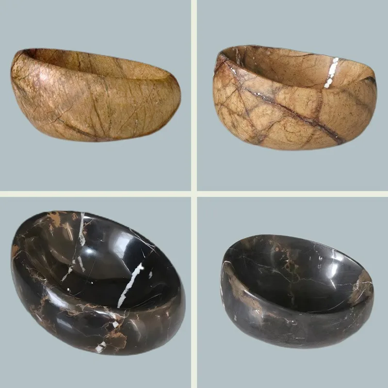 

Modern New Chinese Minimalist Bird's Nest Bird's Nest Pure Natural Marble Storage Saucer Wabi Sansan Art Geometric Fruit Plate