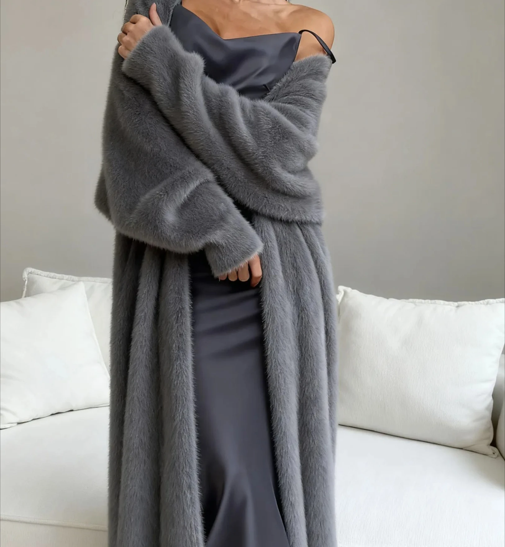 เสื้อคลุมคาร์ดิแกนถักไหมพรมสีขาวทรงหลวมสำหรับผู้หญิง ฤดูใบไม้ร่วง ฤดูหนาว ผ้าโพลีเอสเตอร์ขนแกะเนื้อนุ่ม หนา สไตล์สตรีท