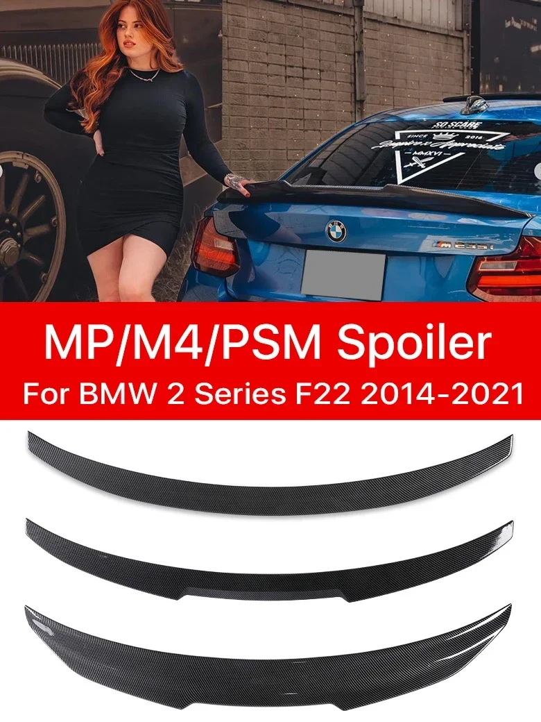 

Carbon Fiber Rear Bumper Lip Trunk Wing Tail MP M4 PSM Style Roof Spoiler for BMW 2 Series F22 F23 F87 2014 -2020 Gloss Black