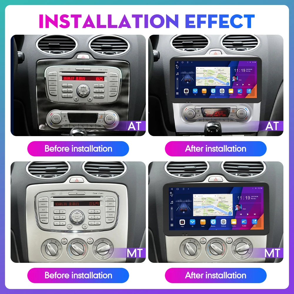 10.33 Inch Car Radio For FORD Focus 2004-2011 2Din Android Octa Core Car Stereo DVD GPS Navigation Player QLED Screen Carplay