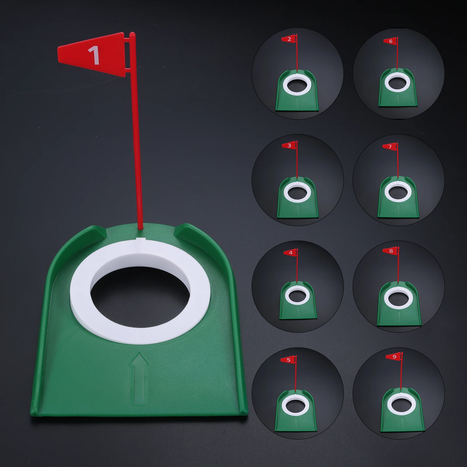 

9Pcs Plastic Golf Putting Hole Cup with Red Flags Set Indoor & Outdoor Practice Training Home Office Mini Putt Hole Putting Aids