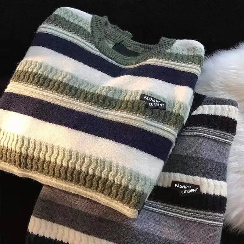 Suéter Masculino Estilo Americano Confortável Estilo Casual de Rua t Csa Tricotada Versátil Moda de Outono Casual G...