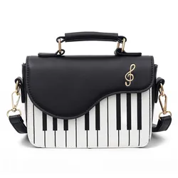 Moda colore contrasto ricamo piccola borsa quadrata ragazza dolce personalità pianoforte note piccola borsa a tracolla per le donne