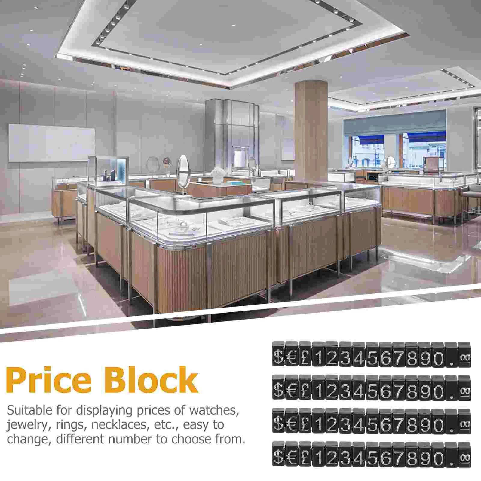 10 Sets Price Cube Blocks Display Tags Jewelry for Pricing Number Signage Stand Plastic Label