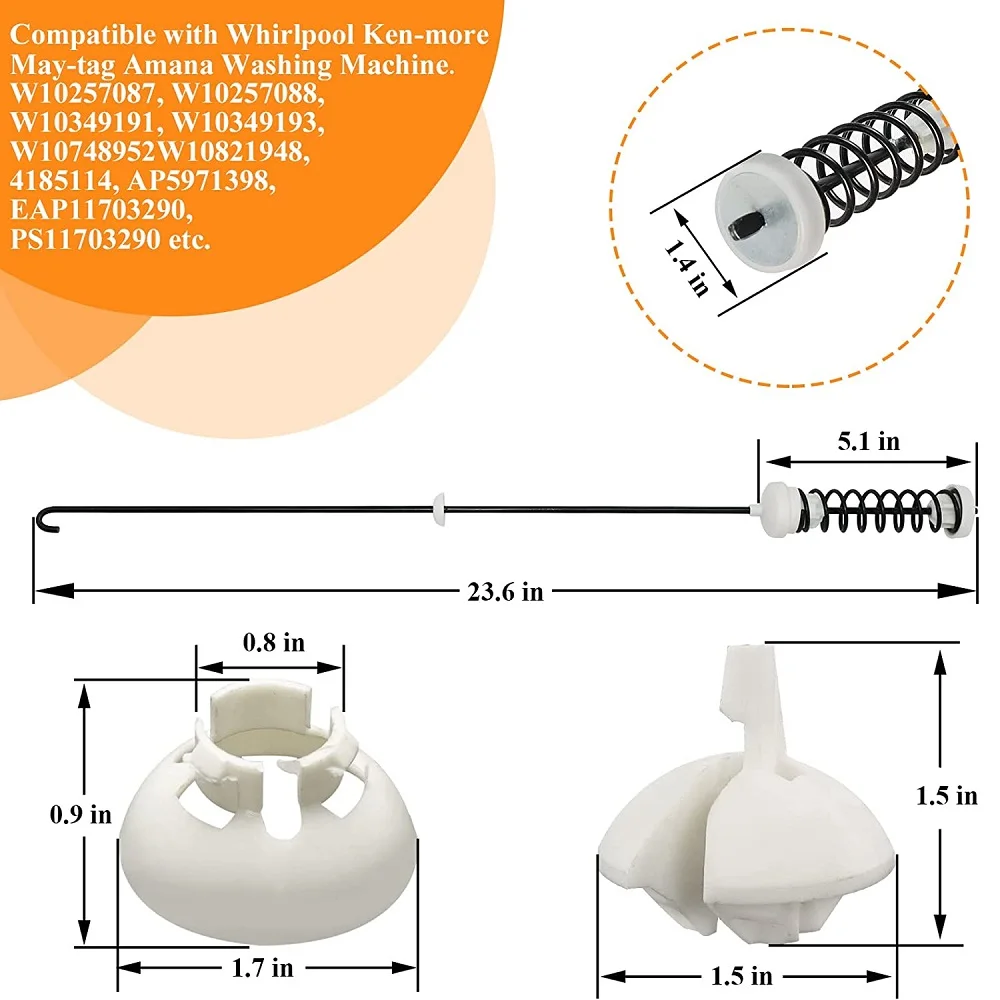 W10780048 Washer Suspension Rod Kit Compatible with Whirlpool Kenmore Maytag Amana AP5971398,WTW4800xq2,WTW4800XQ4