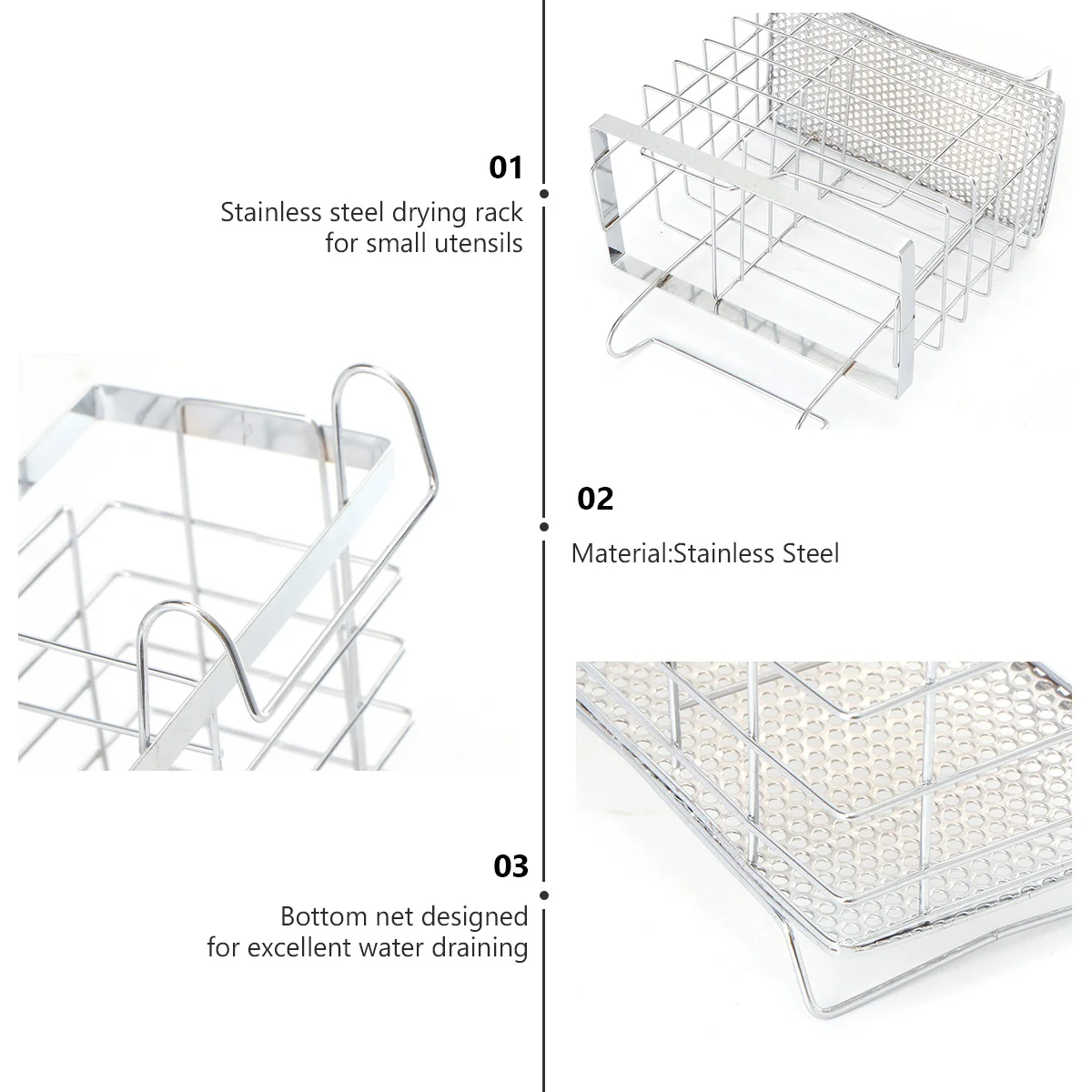 Dish Kitchen Cutlery Holder Flatware Draining Drainer Basket Rack Organizerrectangular Chopstick Utensil Tool Dryer Chopsticks