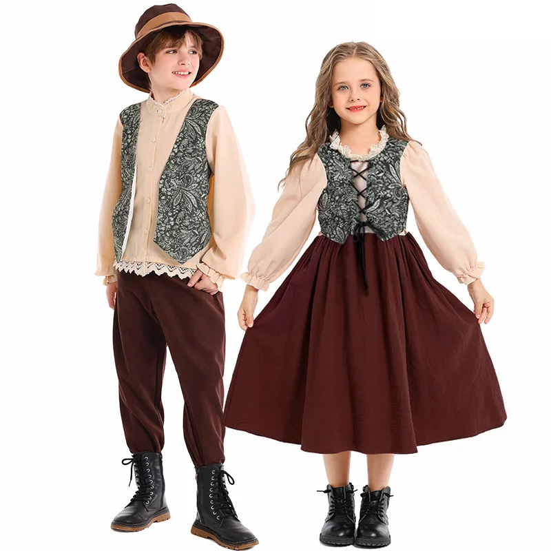 

Child Cosplay Retro Medieval Costumes Boys Carnival Tango Dance Performance Outfits Kids Oktoberfest Germany Girls Fancy Dress