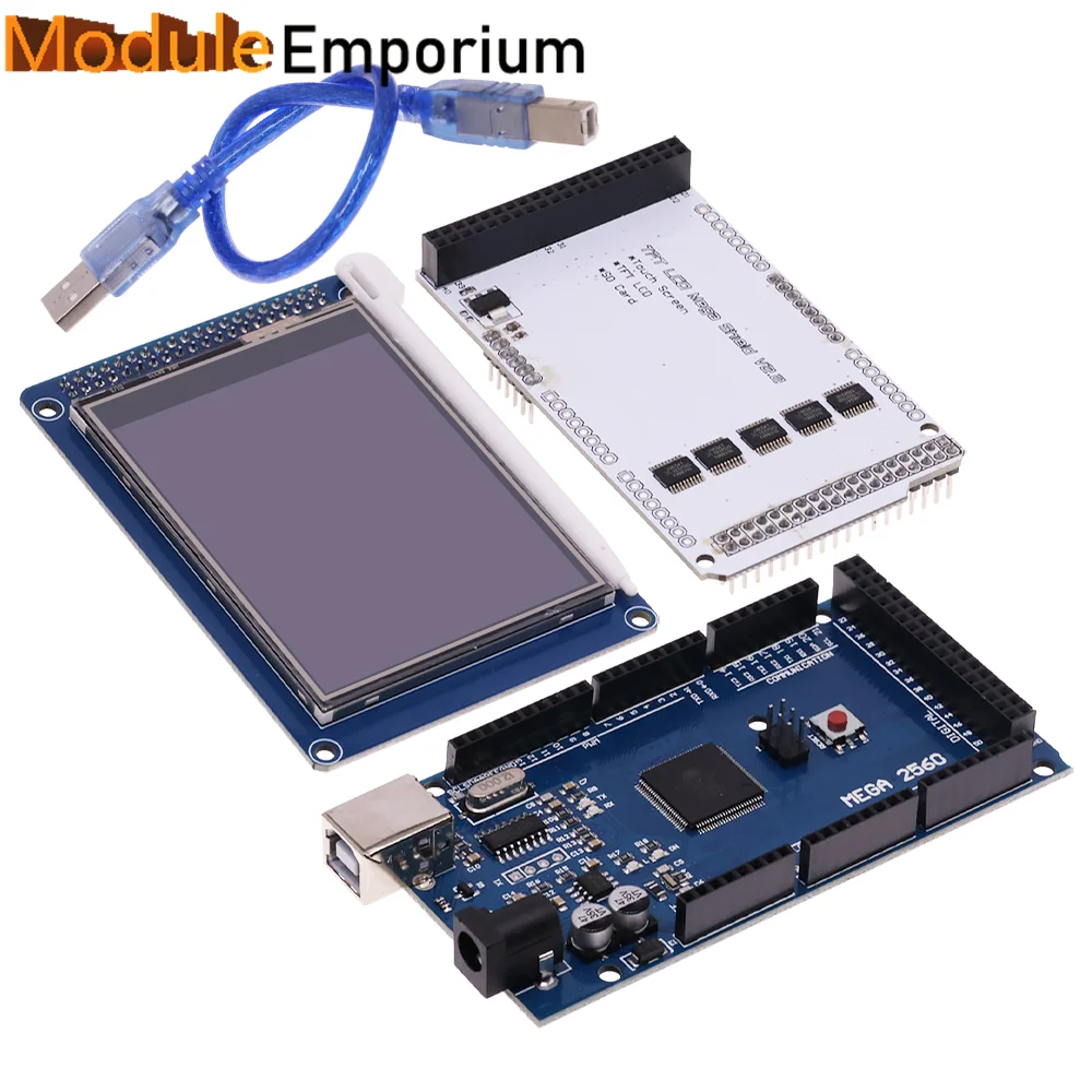 3,2-calowy kolorowy ekran dotykowy TFT LCD + 3,2-calowa płytka adaptera ekranu + Mega2560 Mega 2560 R3 CH340 z USB do zestawu Arduino