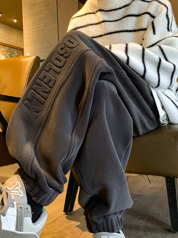 

Double-Sided Fce Men's Sweatpants Heavyweight Winter Sports Trousers Loose Cuffed Casual Pants Polyester Spandex Blend