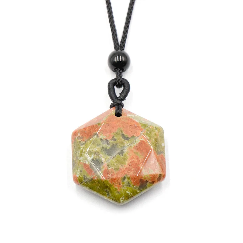 Hexagramm-Stern-Anhänger aus Naturstein, verstellbares Seil, Achat-Kristall-Charms, Pullover-Kette, Halskette für Damen und Herren, Schmuckgeschenk – Detail 16