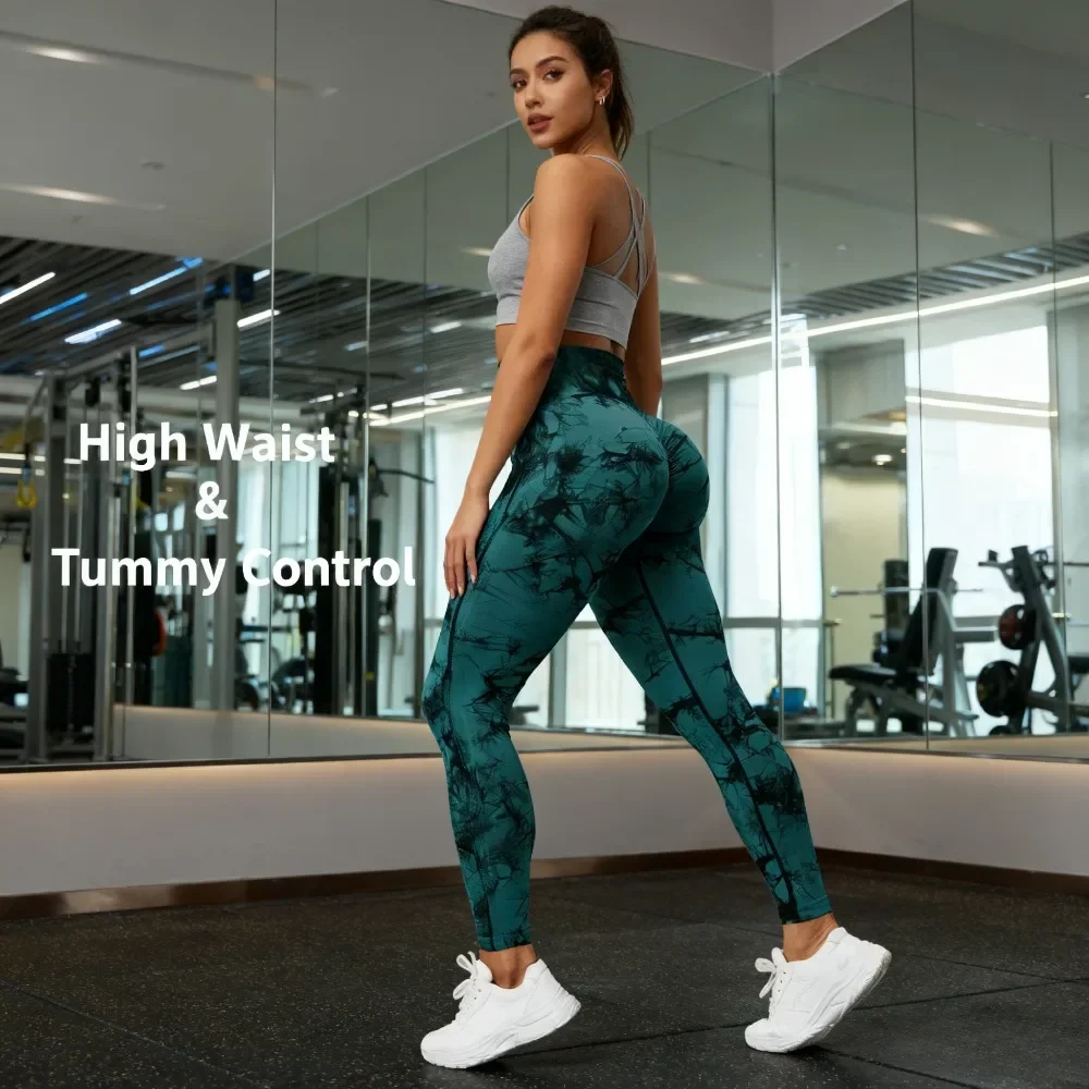 

Women's High-Waisted Peach Hip Butt-Lifting Pants Thickened Seamless Tie-Dye European & American Sports Yoga Fitness Pants