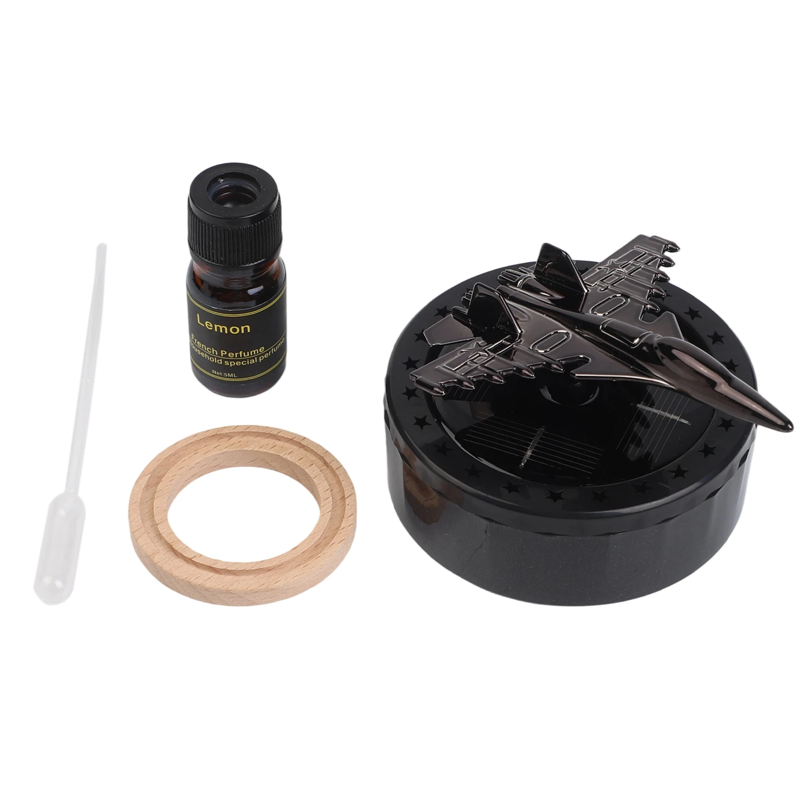 Solar Panel Operated Rotating Car Diffuser with Fighter Style Design Delivering Natural Scent Diffusion and Air Purification
