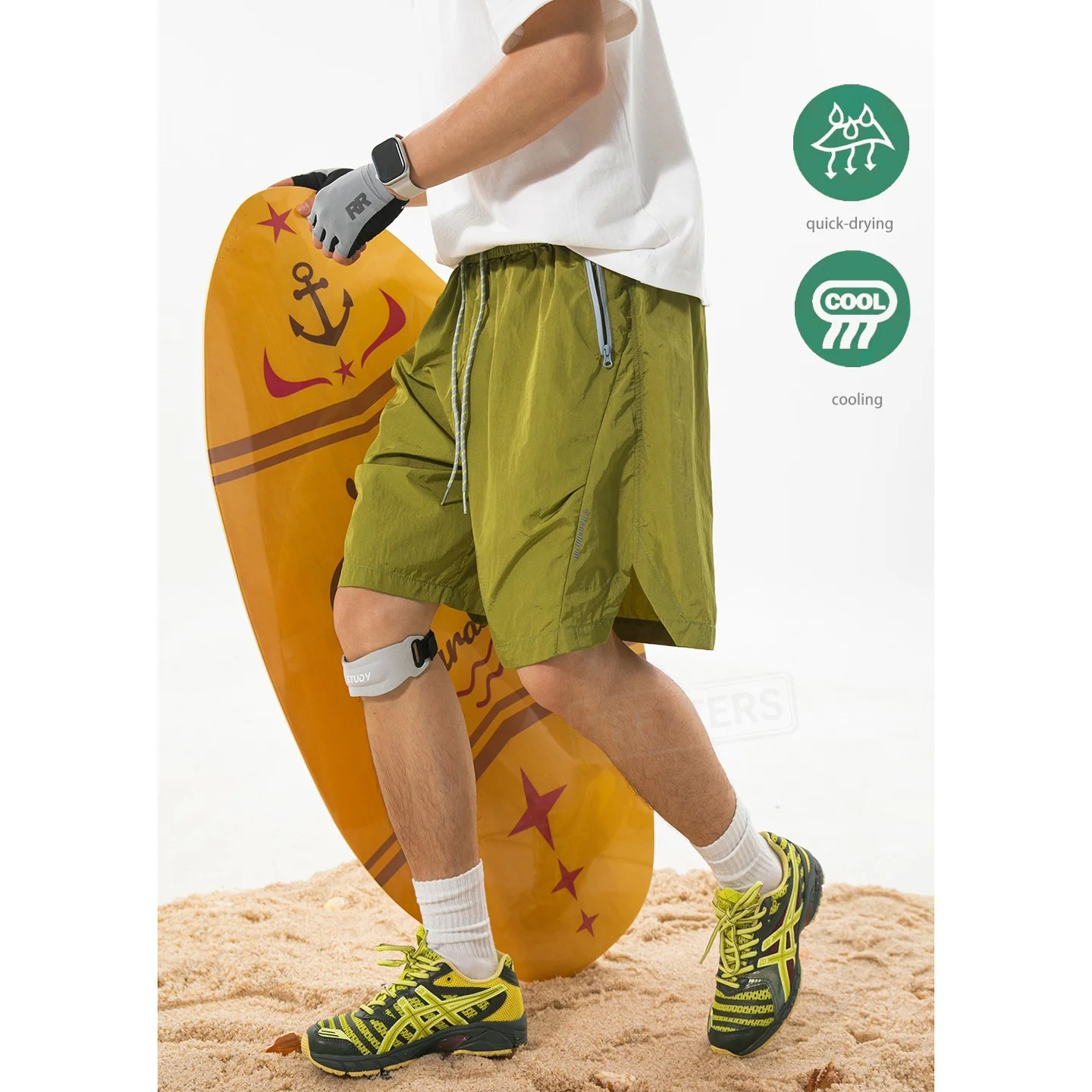 

TFETTERS 2026 Summer Men's Quick Dry Shorts Dopamine Color Water Repellent Outdoor Sports Loose Half Length Beach Pants for Man