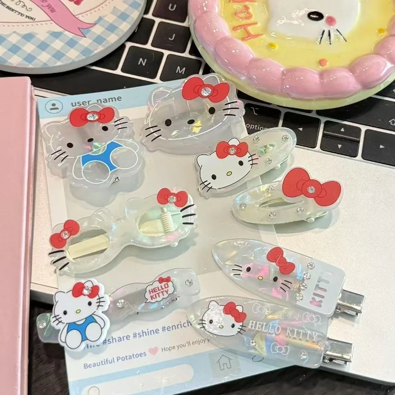 Jepit Rambut Pita Kucing Katie Berhiaskan Rhinestone yang Lucu, Jepit Poni untuk Gadis Manis, Jepit Bebek yang Modis dan Mewah Grosir