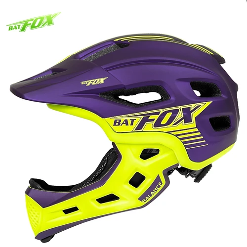 Imagen 2 del producto BATFOX-casco de cara completa para niños, seguridad desmontable, ciclismo, bicicleta, monopatín, patinaje, Scooter, rodilleras, conjunto de cascos de bicicleta para niños