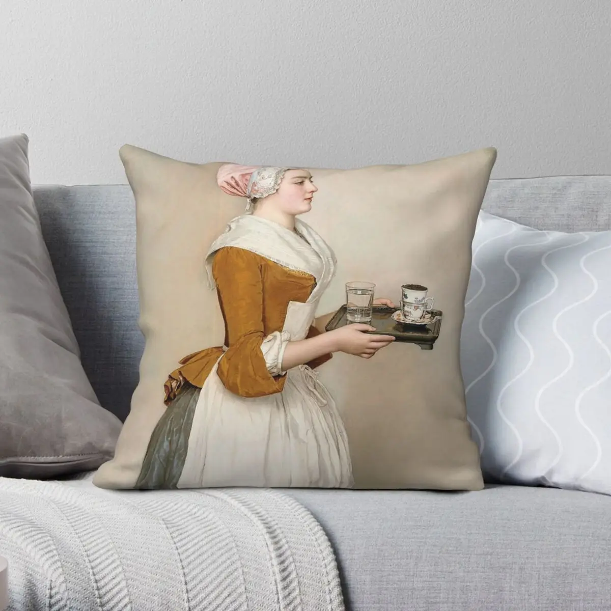 

Jean-Etienne Liotard Chocolate Girl Pillowcase Polyester Linen Velvet Printed Zip Decorative Room Cushion Cover 18"