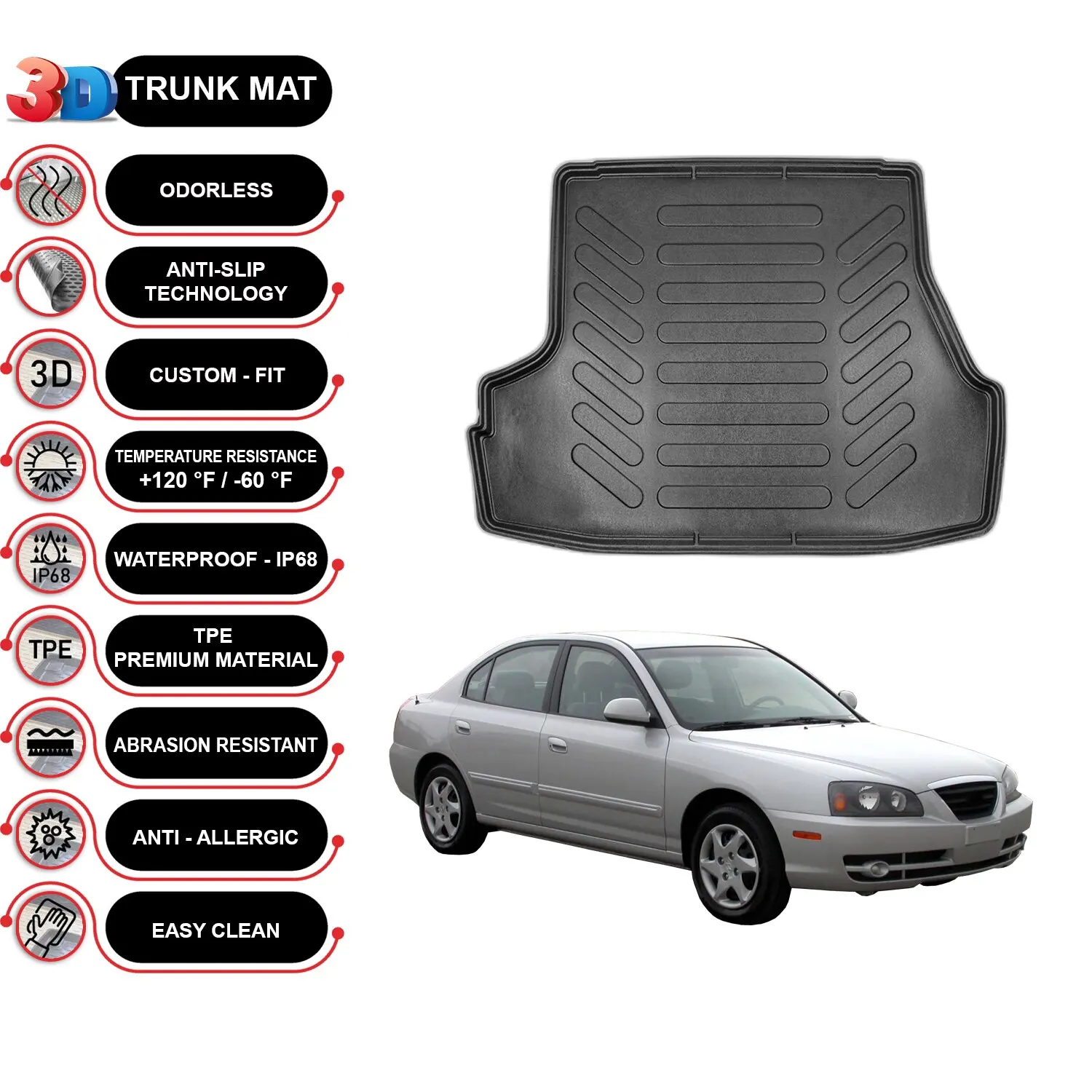 

Напольный коврик для багажника Hyundai Elantra 2001-2006
