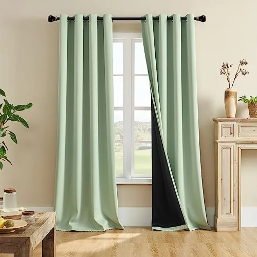 

100% out Curtains 2 Panels Set, Heat and Full Light Blocking Drapes with Grommets for Bedroom, Thermal Insulated Window Treatme
