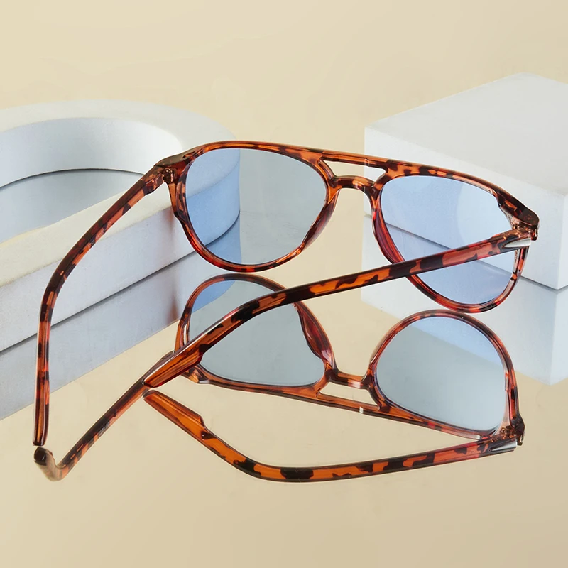 1Pc Men's Fashion Glasses New Pilot Double Bridge Design Large Frame Retro Versatile Trendy Street Style Suitable for Daily Outd