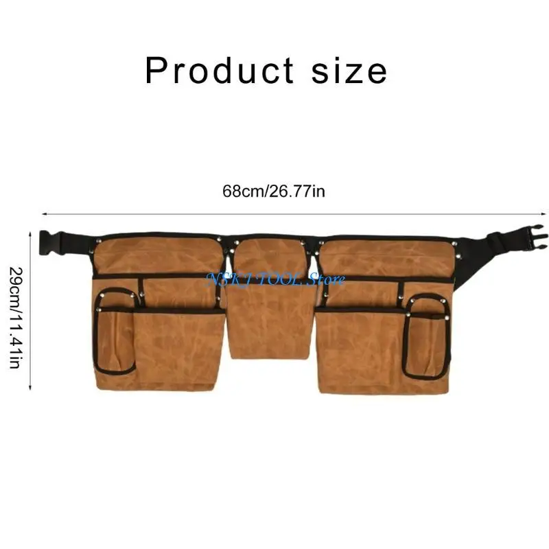 Práctico delantal lona para herramientas L8RC con 19 bolsillos organizadores liberación rápida y cinturón ajustable para