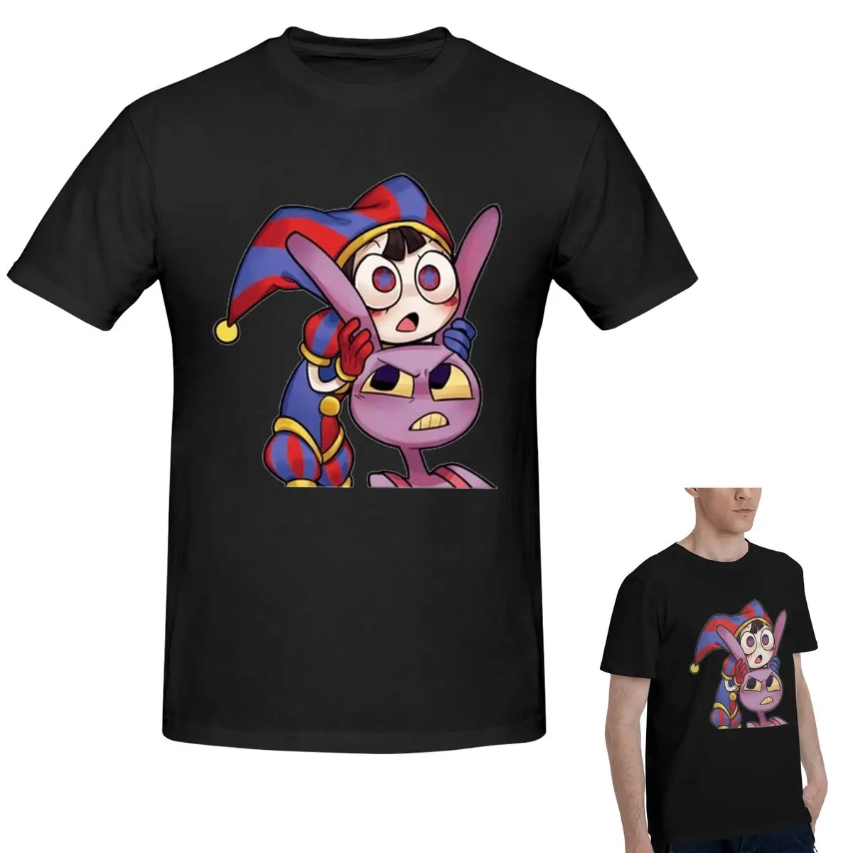 

Футболка из 100% хлопка Pomni Tadc Jax The Amazing Circus, мужская модная футболка большого размера, мужские летние рубашки с круглым вырезом, топы S-6XL