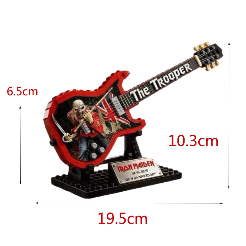 Building Block Guitar Model Assembling Ornament Rock Band ACDC Iron Maiden Creative Toys Puzzle Construction Set Blocks 14+y view 5
