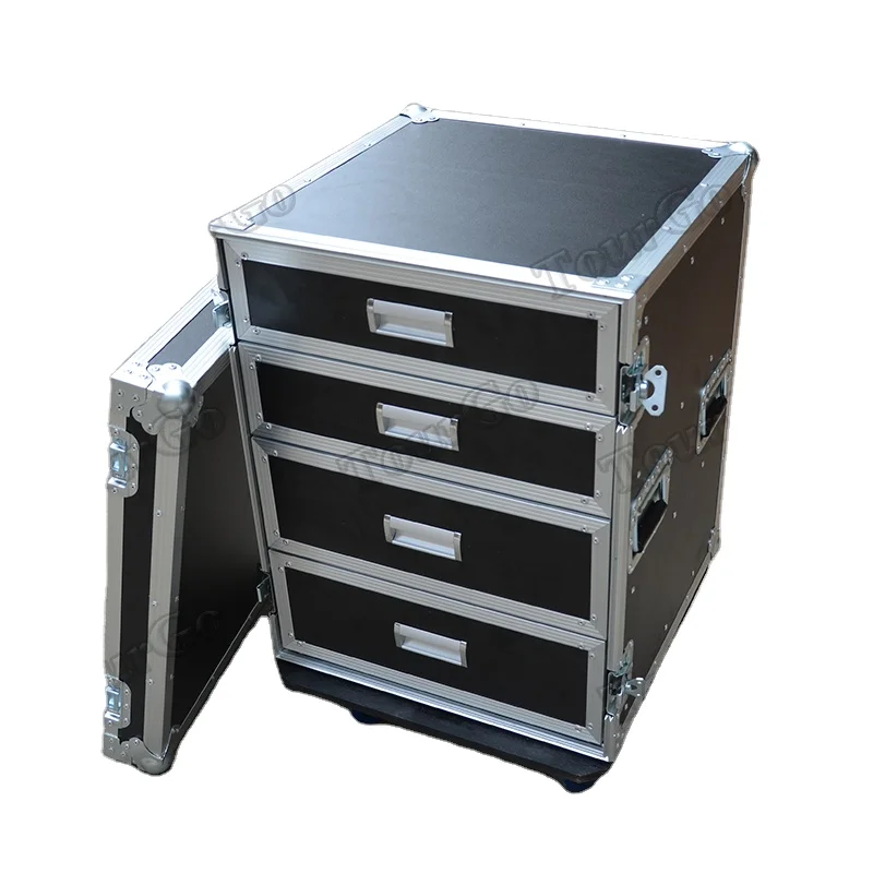 TourGo Custom Large Production 12U Flight Case With 4 Drawer
