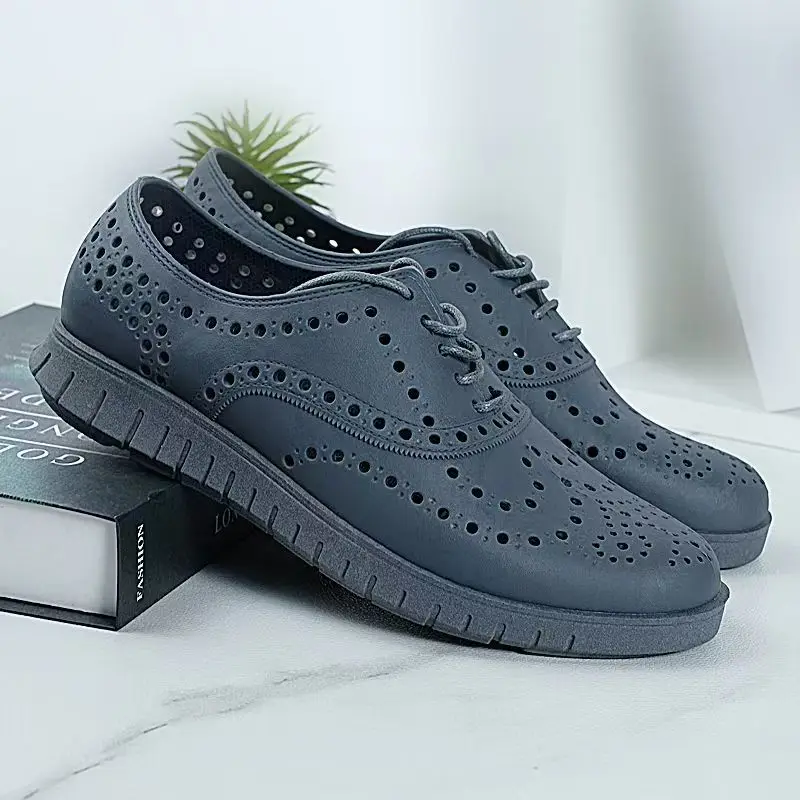 Man\'s Summer New Baotou Hollow Out Sandals Soft Sole Non-Slip Anti Odor Lace Up Waterproof Casual Board Shoes Wading Shoes