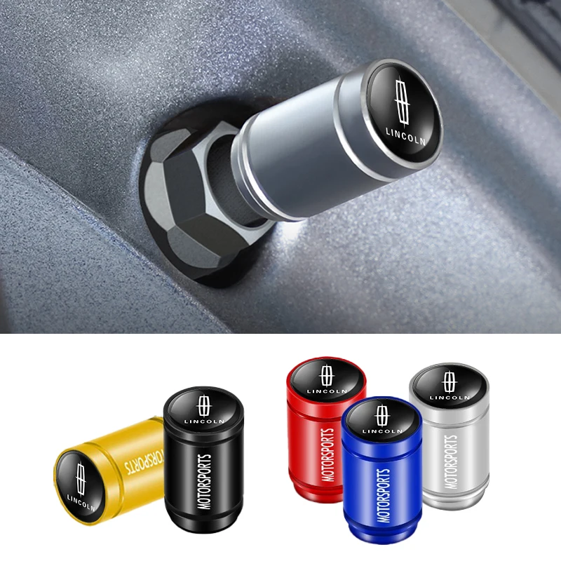 

4PCS Metal Car Tire Valve Caps Decor Dust-proof Auto Sports Emblem For Lincoln MKC MKZ MKX MKT Corsair Nautilus Navigator Fly
