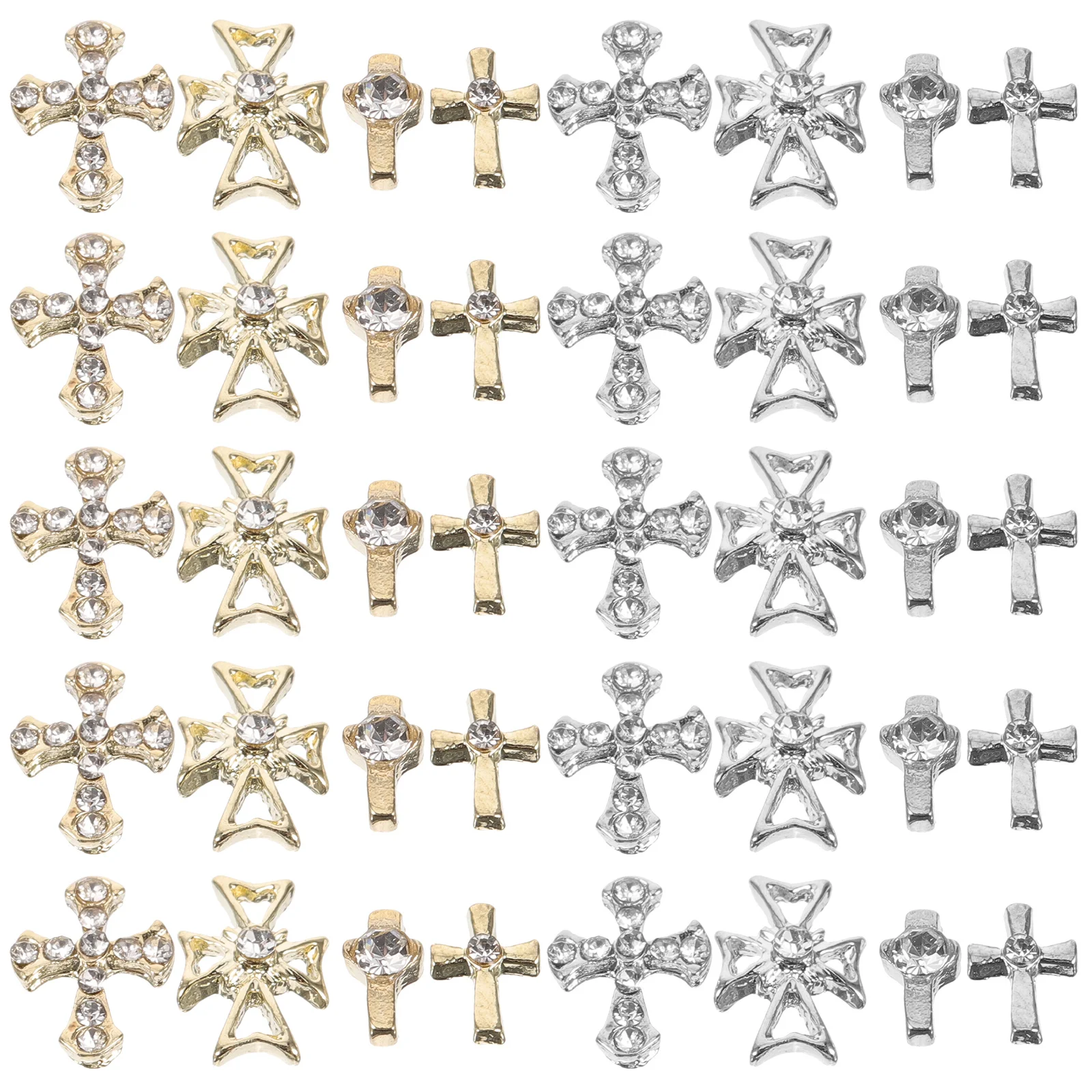 80 pièces croix ongles breloques alliage strass Durable 3D Nail Art décoration pour ongles en acrylique manucure croix breloques pour ongles