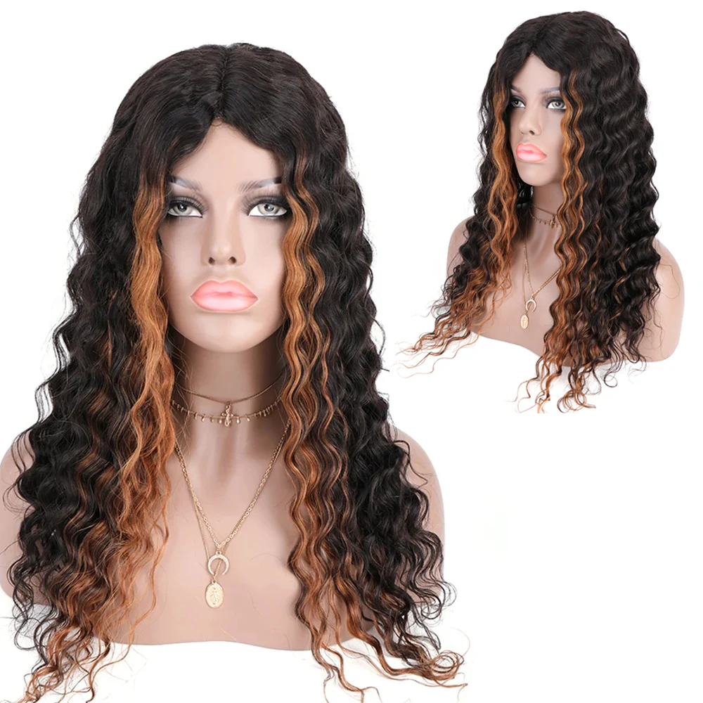 

Water Wave Lace Front Human Hair Wigs for Women Pre Plucked Wavy Part Lace Frontal Wig Ombre Brazilian Curl Human Hair Wig 1b#30