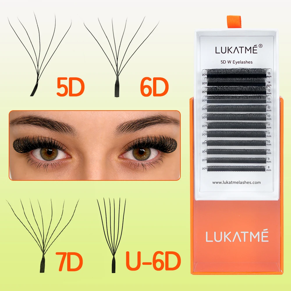 LUKATME 6D W Clover Eyelash Extension 7D W Natural Soft Automatic Flowering Integrated Fluffy 6D U False Eyelash Salon Use