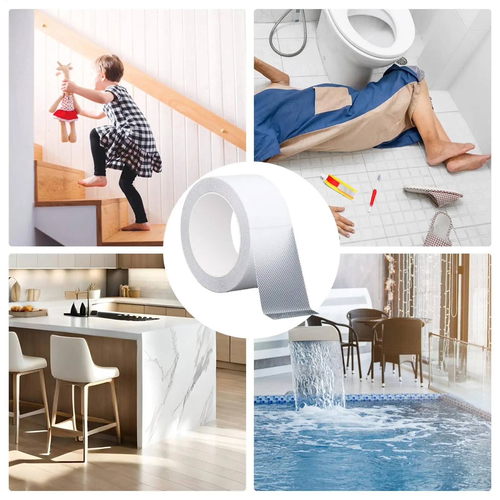 Transparent Wear-Resistant Rubber Anti-Slip Tape Self-Adhesive Warning Strips Anti-slip Sticker for Kitchen Bathroom Tile Stairs view 3