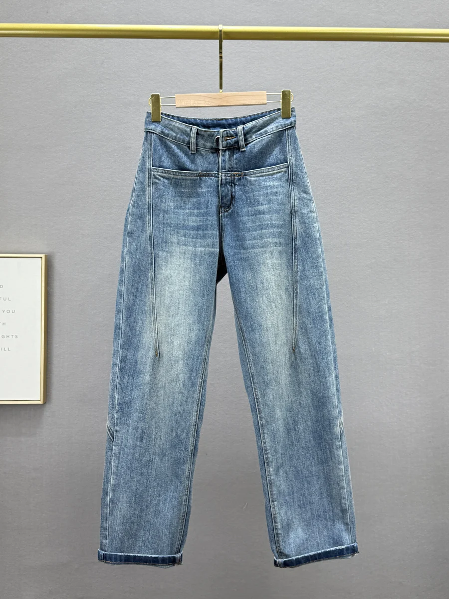 

Женские джинсы с высокой талией, свободного кроя, с эффектом похудения, в стиле пэчворк, весенняя новинка, повседневные винтажные длинные брюки