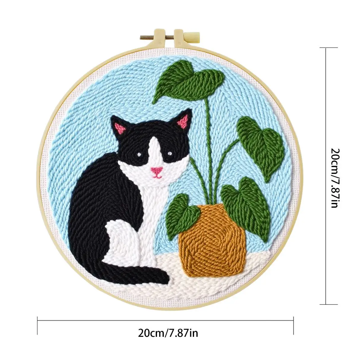 20X20CM/7,87 Zoll Kuh-Katze Stanznadel-Stickerei-Set, Stickerei-Kit, Gestrickte Stickerei, DIY Handgemachtes Geschenk, Nähkunst – Detail 3