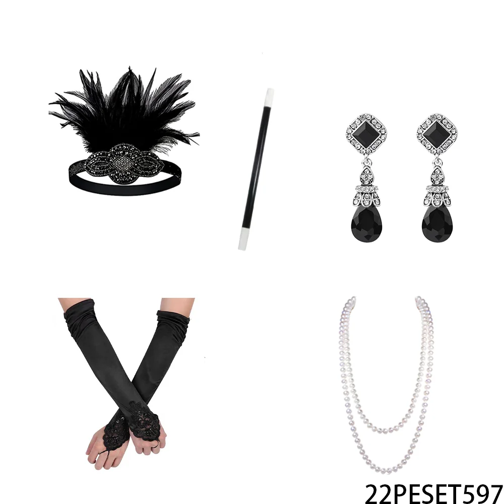 PESENAR Pearl necklaces, earrings, headbands and gloves from the 1920s are perfect for festive party outfits