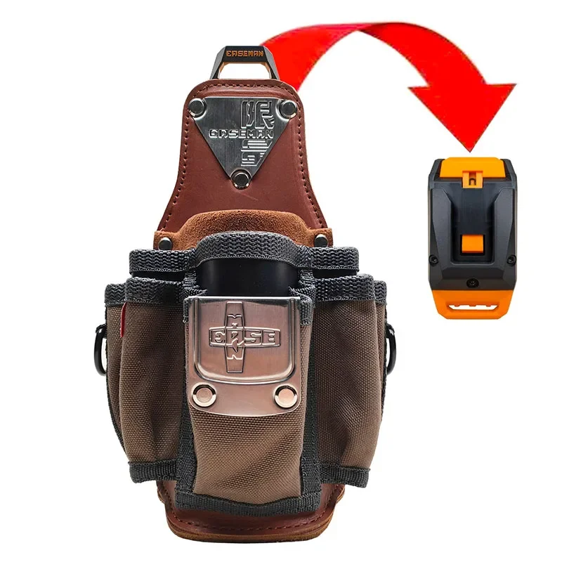 Tool Waist Bag Leather Tools Organizer with Quick Hanging Hook Professional Storage Bag Multifunctional Accessories