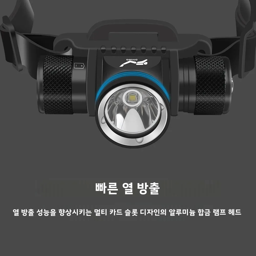 BORUiT HP900 Scuba Diving LED Headlamp Powerful 800LM IPX8 Waterproof Headlight Underwater 60M Dive Head Torch