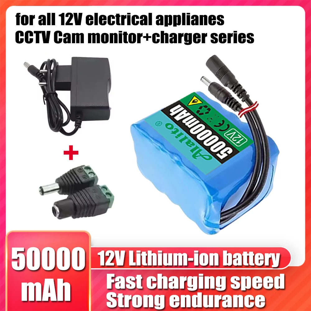 3S2P-3S5P 12V 50Ah 18650 Lithium ion Rechargeable Battery with BMS Lithium Battery Pack Protection Board+Charger