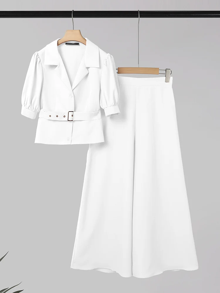 

ZANZEA Elegant Office Work Sets Fashion Outfits Women Puff Sleeve Tops Long Flare Pants 2025 Casual Trouser Suits Matching Sets