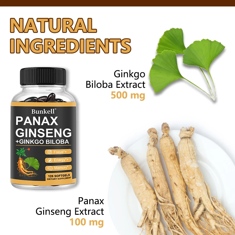 Korean Panax Ginseng Supplement - Supports Energy, Performance and Immune System, Improves Focus - 120 Capsules