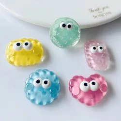 10Pcs Kawaii Cartoon Transparent Big Eye Cookies Resin DIY Shoes Hat Icebox Barrette Scrapbook Cream Glue Flat Back Resin
