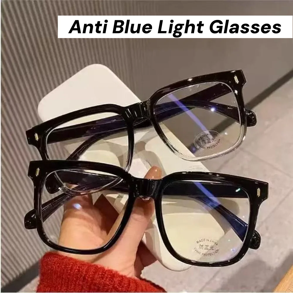 Women High Quality Square Oversized Blue Light Blocking Glasses Unisex Personalized Trends Plain Eyeglasses No Diopter Eyewear