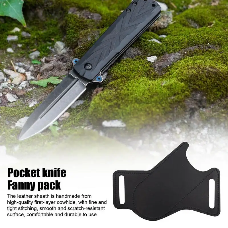 Tools For Camping Folding Flick Knife Waist Belt Clip Holder Pocket Knives Fanny Pack Anti-scratch Faux Cowhide Storage Sheath