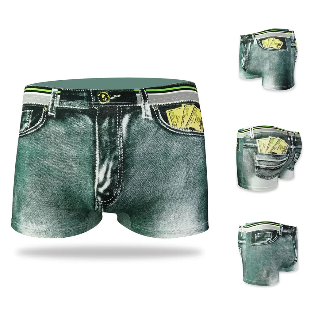 Sexy Underwear For Men Boxers Sexy Denim Printed Pocket Boxer Shorts Pants Underpants Boxer And Underpants Fick-mich Unterwäsche