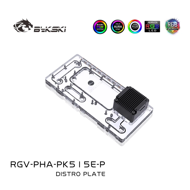 BYKSKI Acrylic Board Water Channel Solution Use for PHANTEKS 515E Case for CPU and GPU Block / 3PIN RGB Light / Intead Reservoir