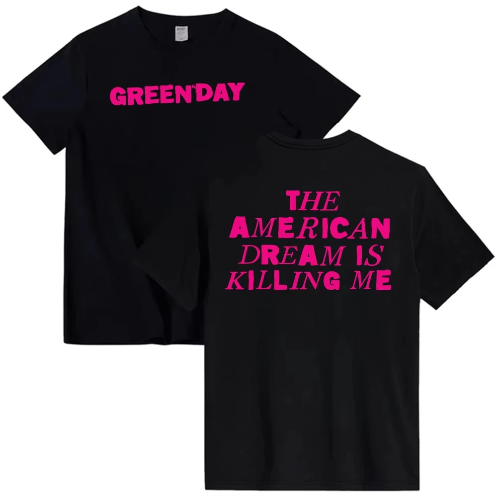 SAVIORS الحلم الأمريكي يقتلني تي شيرت روك باند اليوم الأخضر التي شيرت القطن الصيف قصيرة الأكمام تي شيرت الرجال الملابس