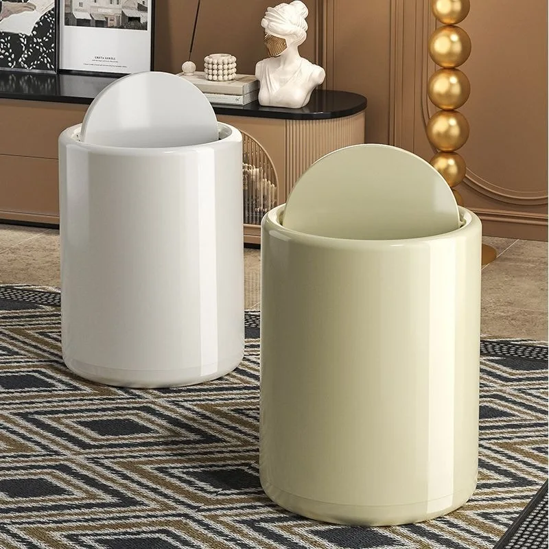 Trash Can Household Bedroom with Cover High Value Large Capacity Toilet Paper Basket Kitchen Living Room