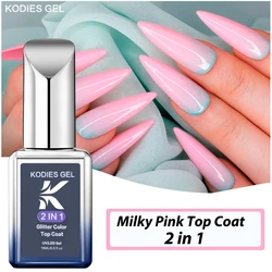 KODIES GEL Milky Pink Top Coat UV Gel Nail Polish 15ML Jelly Color Semi Permanent UV Nails Brillant Finish Top Gels Wraps Cover